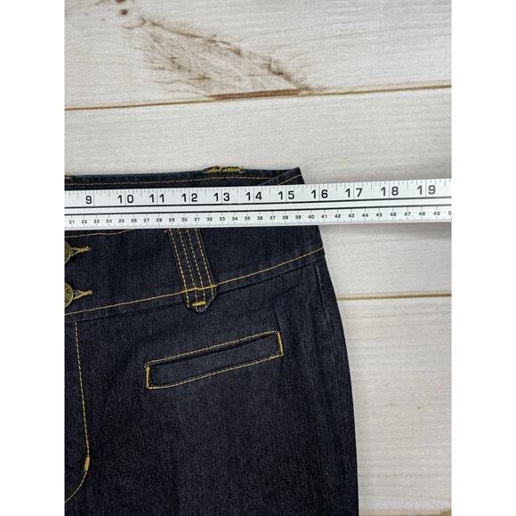 Bisou Bisou Jeans Womens 12 Dark Wash Permanent Seam Wide Flare Boho Y2K Slacks - Picture 5 of 10